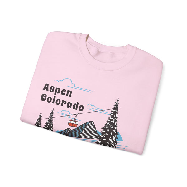 Aspen, Colorado Sweatshirt - Unisex Retro Ski Mountain Gondola Aspen Sweatshirt