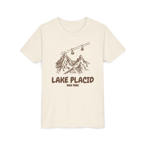 Lake Placid, New York Youth T-Shirt — Vintage Gondola Ski Mountain Tee
