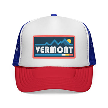 Vermont Retro Mountains Trucker Hat - Vintage Style Vermont Cap