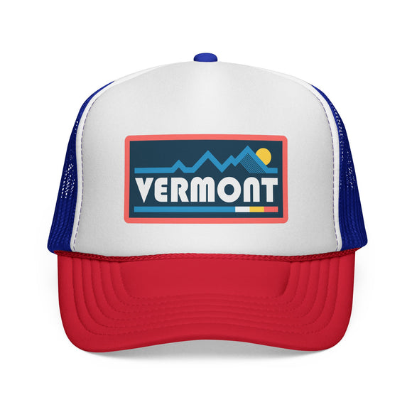 Vermont Retro Mountains Trucker Hat - Vintage Style Vermont Cap