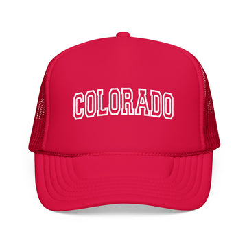 Buy red Colorado Trucker Hat — Vintage College Foam Mesh Cap