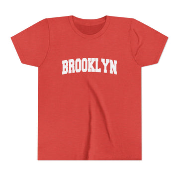 Buy heather-red Brooklyn, New York Youth Graphic Tee - Kids Brooklyn T Shirt - Varsity Arch