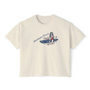 Huntington Beach, California Surfer Girl Tee | 100% Cotton Women's Boxy Tee-1