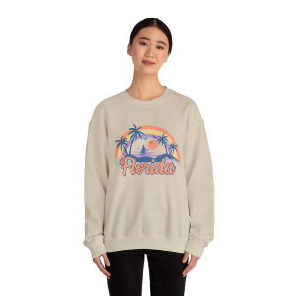 Florida Sweatshirt - Unisex Retro Beach Florida Crewneck Sweatshirt