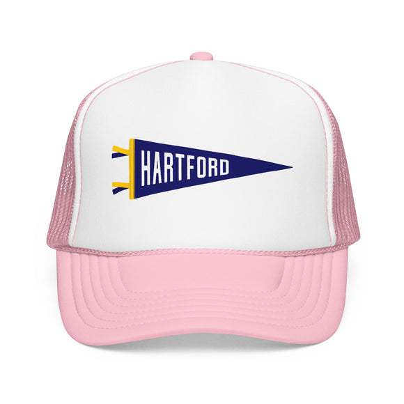 Hartford, Connecticut Pennant Trucker Hat — Retro Flag Foam Cap