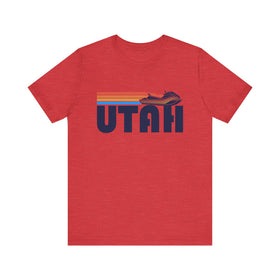 Buy heather-red Utah T Shirt - Retro Jetski PWC Graphic Utah Tee
