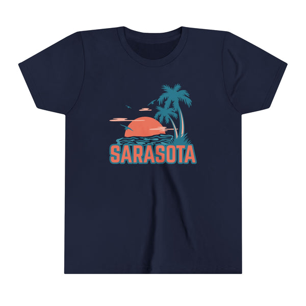Sarasota, Florida Youth Shirt - Retro Palm Tree Sarasota Kid's T-Shirt