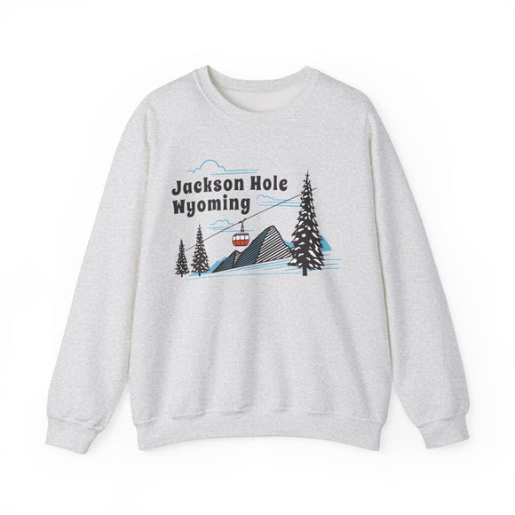 Jackson Hole, Wyoming Sweatshirt - Unisex Retro Ski Mountain Gondola Jackson Hole Sweatshirt