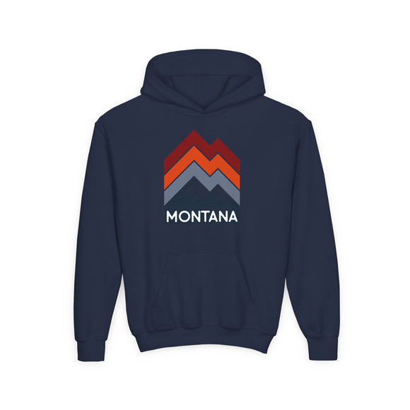 Montana Youth Hoodie - Retro Mountain Montana Youth Sweatshirt