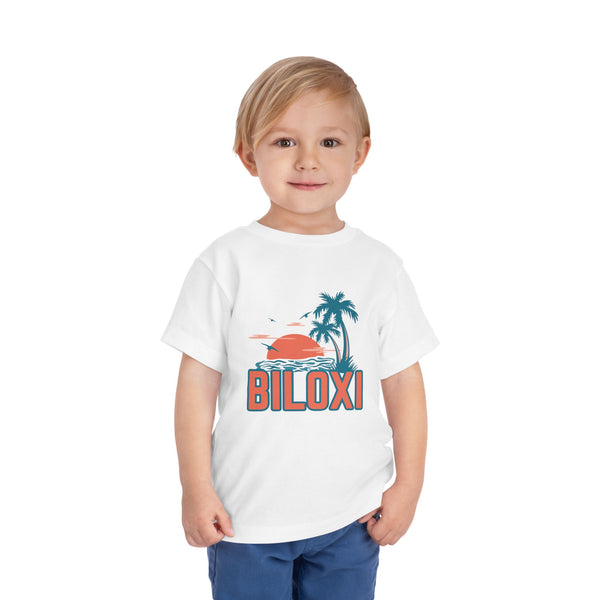 Biloxi, Mississippi Toddler T-Shirt - Retro Palm Tree Toddler Biloxi Shirt