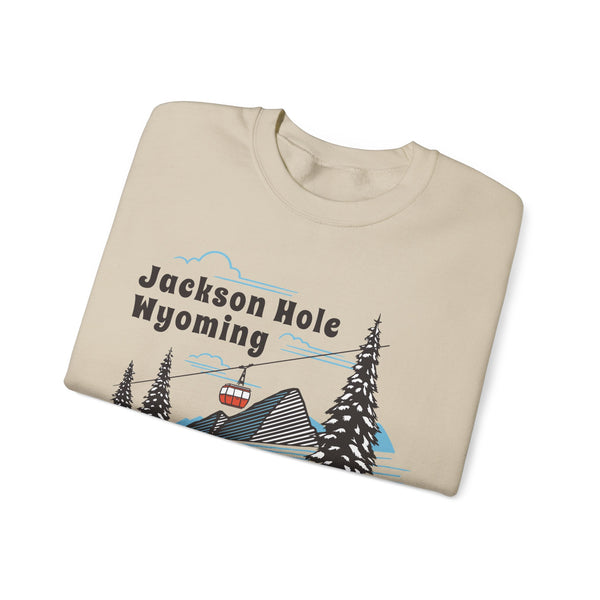 Jackson Hole, Wyoming Sweatshirt - Unisex Retro Ski Mountain Gondola Jackson Hole Sweatshirt