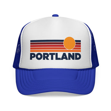 Buy royal Portland, Oregon Retro Sun Trucker Hat - Vintage Style Portland Cap