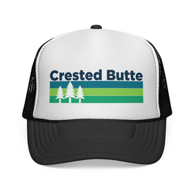 Crested Butte, Colorado Retro Trees Trucker Hat - Vintage Style Crested Butte Cap