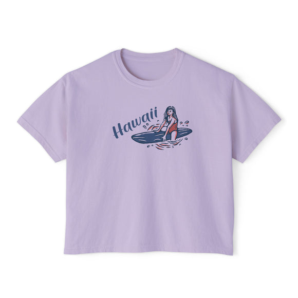 Hawaii Surfer Girl Tee | 100% Cotton Women's Boxy Tee