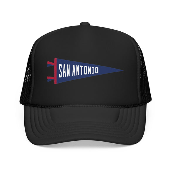 San Antonio, Texas Pennant Trucker Hat — Retro Flag Foam Cap