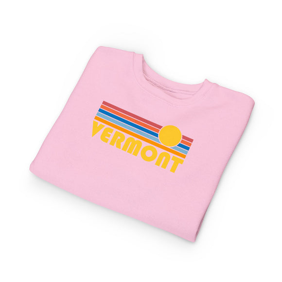 Vermont Toddler Sweatshirt - Retro Sun Vermont Toddler Crewneck Sweatshirt