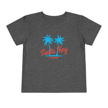 Buy dark-heather-grey Siesta Key, Florida Toddler T-Shirt - Retro Palm Tree Toddler Siesta Key Shirt - Palm Script