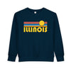 Illinois Toddler Sweatshirt - Retro Sun Illinois Toddler Crewneck Sweatshirt
