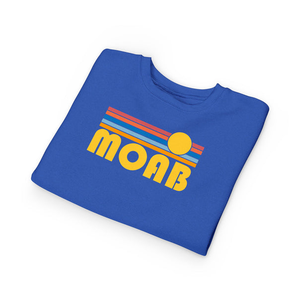 Moab, Utah Toddler Sweatshirt - Retro Sun Moab Toddler Crewneck Sweatshirt