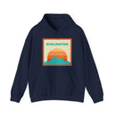 Burlington, Vermont Mountain Sun Hoodie - Unisex Hooded Sweatshirt, Travel Sweatshirt, Sunset-3