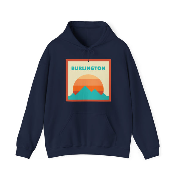 Burlington, Vermont Mountain Sun Hoodie - Unisex Hooded Sweatshirt, Travel Sweatshirt, Sunset