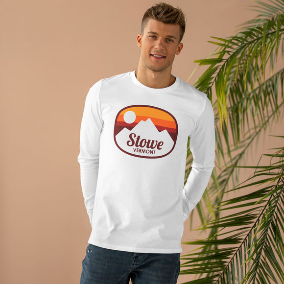 Stowe, Vermont Mens Base Long-sleeve Tee - Retro Ombre Heavy Weight Long Sleeve T-shirt