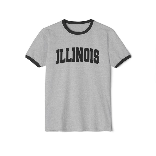 Illinois Cotton Ringer Graphic Tee - Unisex Illinois T Shirt, Vintage Style Tee, Men's/Women's Tee