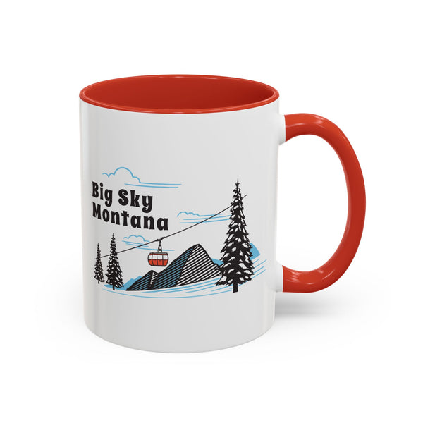 Big Sky, Montana Retro Snow Skiing Mountain 11 oz Mug, Ski Lodge Decor Coffee Cup, Mountain Gondola  Lover Gift, Retro Skiing Mug