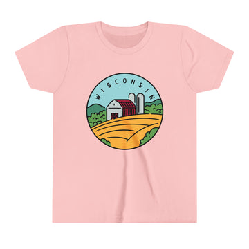 Buy pink Wisconsin Youth T-Shirt - Unisex Kids Wisconsin Shirt