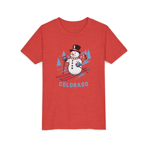 Colorado Youth Skiing Snowman Tee - Kids T Shirt