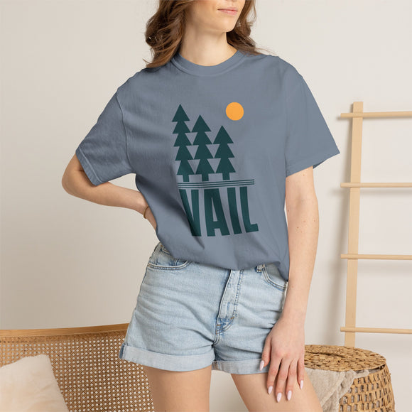 Vail, Colorado T-Shirt, Comfort Colors 100% Cotton Trees Tee - Pine Tree Graphic