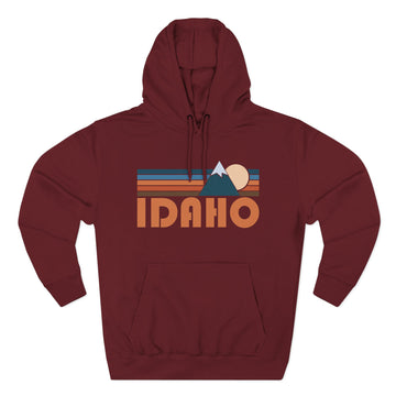Buy burgundy Idaho Hoodie - Retro Mountain Unisex Sweatshirt