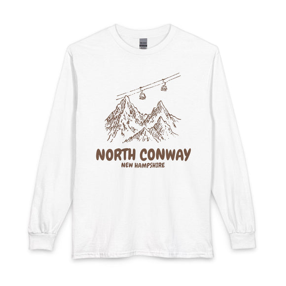 North Conway, New Hampshire Long Sleeve T-Shirt - Ski Mountain Gondola