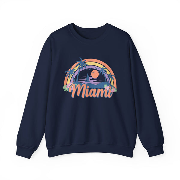 Miami, Florida Sweatshirt - Unisex Retro Beach Crewneck Miami Sweatshirt