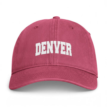 Buy crimson Denver, Colorado Washed Baseball Cap - Vintage Coastal Comfort Colors