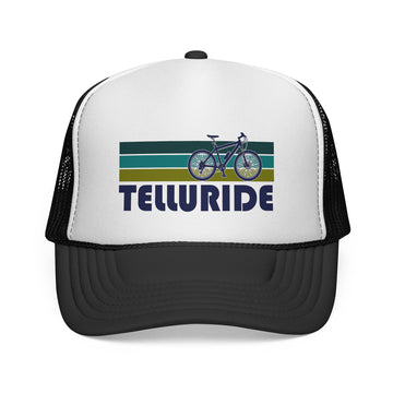 Telluride, Colorado Retro Bike Trucker Hat - Vintage Style Telluride Cap