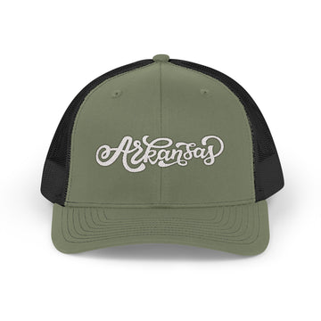Buy loden-black Arkansas Snapback Trucker Cap - Embroidered Arkansas Hat