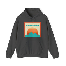 Burlington, Vermont Mountain Sun Hoodie - Unisex Hooded Sweatshirt, Travel Sweatshirt, Sunset