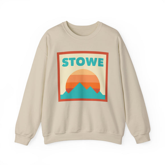 Retro Stowe, Vermont Sweatshirt, Mountain Sun Design, Unisex Crewneck, Gift for Outdoorsy Friends, Vintage Stowe, Vermont Jumper