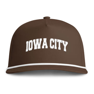 Iowa City, Iowa Embroidered Rope Hat - Vintage Sunwashed Rope Cap, Comfort Colors - 0