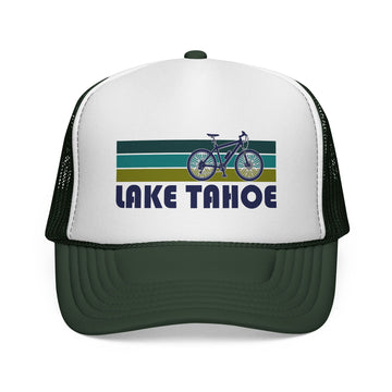 Buy dark-green Lake Tahoe, California Retro Bike Trucker Hat - Vintage Style Lake Tahoe Cap
