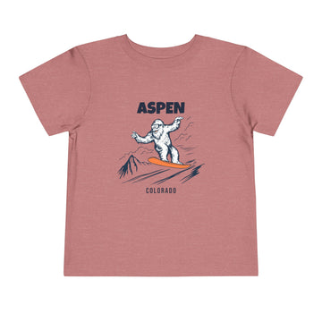Buy heather-mauve Aspen, Colorado Yeti Snowboard Toddler Tee