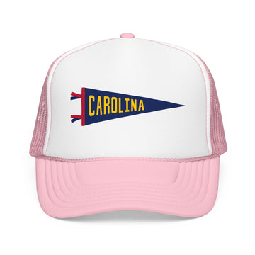Buy light-pink-white Carolina, North Carolina Pennant Trucker Hat — Retro Flag Foam Cap