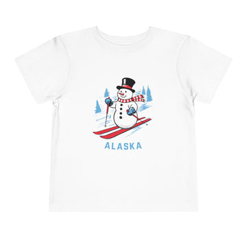 Alaska Toddler Skiing Snowman Graphic Tee - Kids Alaska T-Shirt