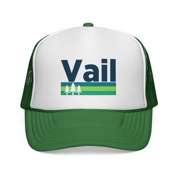 Vail, Colorado Retro Trees Trucker Hat - Vintage Style Vail Cap - 0