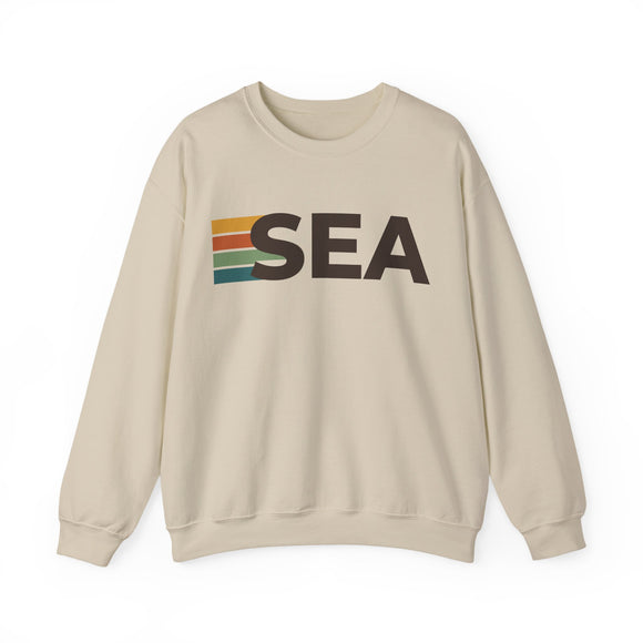 Seattle, Washington SEA Retro Stripe Sweatshirt
