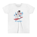 Wyoming Youth Skiing Snowman Tee - Kids T Shirt-1