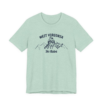 Buy heather-prism-mint West Virginia Ski Babe T‑Shirt - Retro Skiing Graphic Tee