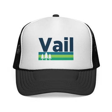 Vail, Colorado Retro Trees Trucker Hat - Vintage Style Vail Cap