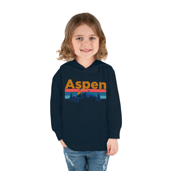 Aspen Toddler Hoodie - Retro Mountain Sun Unisex Aspen Toddler Sweatshirt